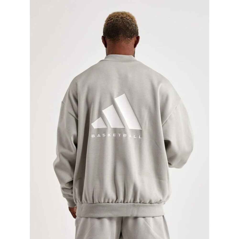 Men's Adidas Basketball Grey Crew Neck Sweatshirt Size XL